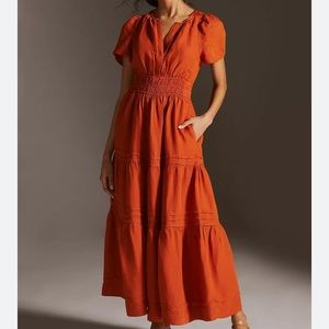 Anthropologie Linen Somerset Maxi Dress